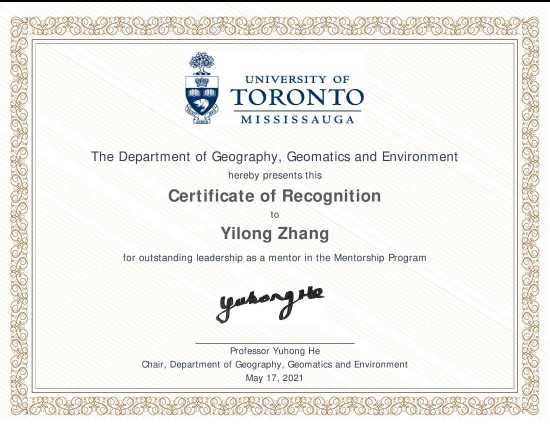 Award Certificate_Mentorship Program 2021