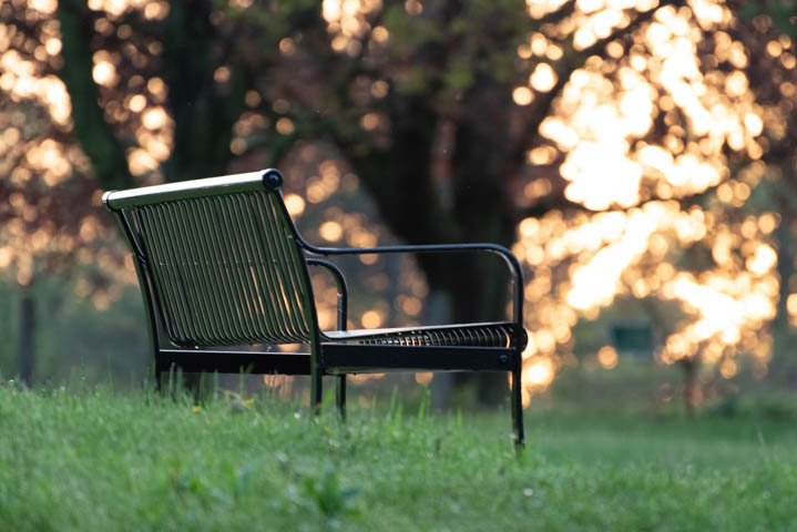 a park banch during the dusk