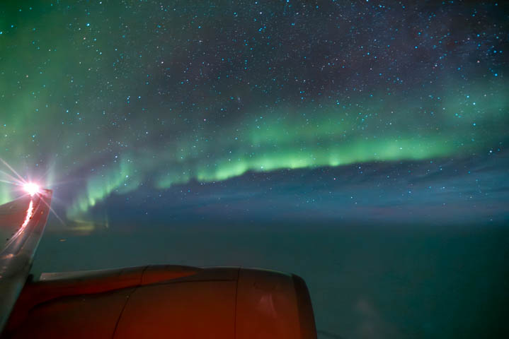 watching aurora during a flight